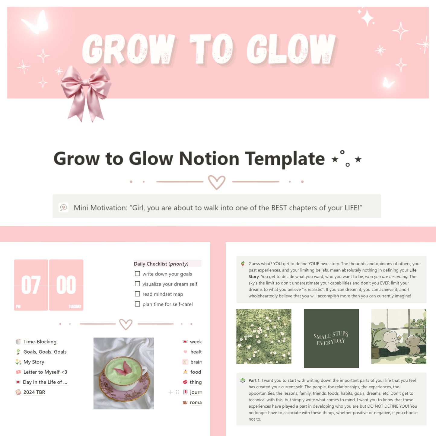 Grow to Glow Notion Template